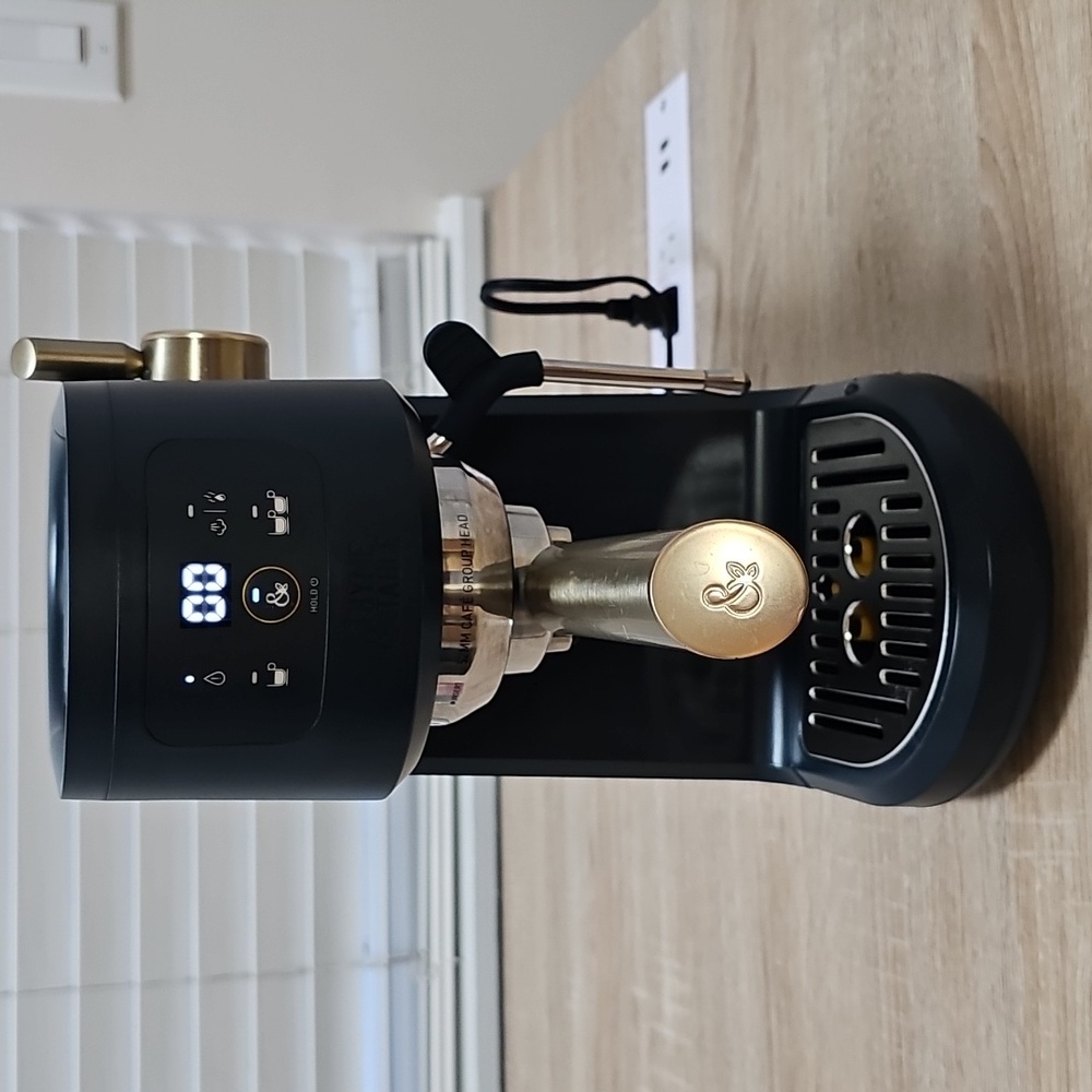 Espresso Machine --Dark Navy Blue with Gold Accents